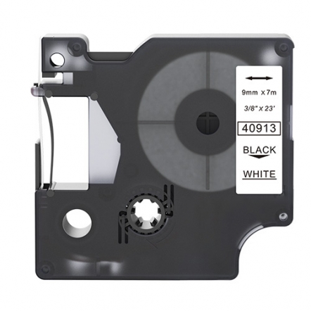 Ruban adhésif compatible Dymo 40913, noir sur blanc, 9 mm