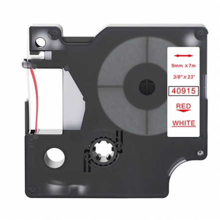 Ruban adhésif compatible Dymo 40915, rouge sur blanc, 9 mm