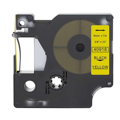 Ruban adhésif compatible Dymo 40918, noir sur jaune, 9 mm