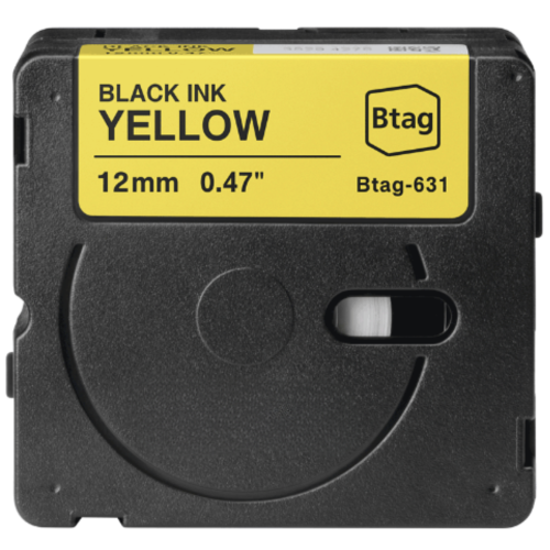 Ruban d'étiquetage compatible Brother Btag-631 noir sur jaune 12mm