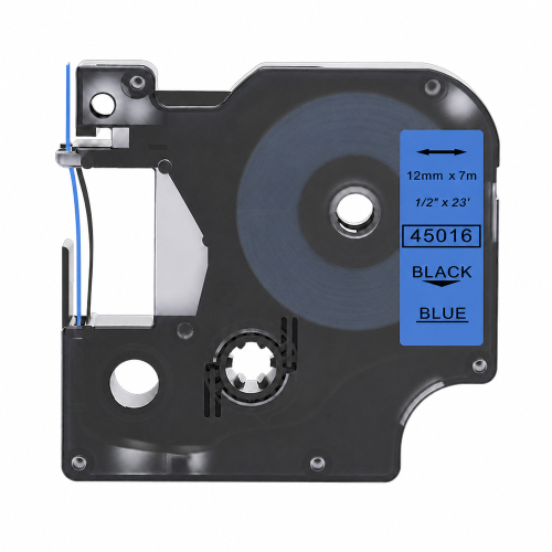 Ruban adhésif compatible Dymo 45016, noir sur bleu, 12 mm
