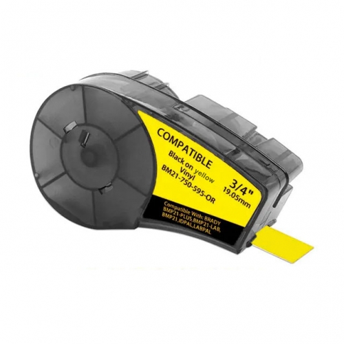 Ruban d'étiquettes compatible Brady M21-750-595-YL, noir sur jaune, 19,1 mm