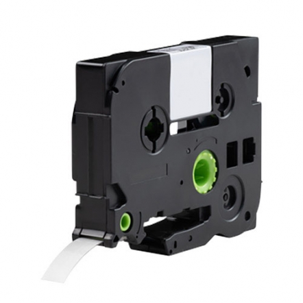 Ruban à lettres blanc sur fond transparent 9 mm compatible Brother TZe-125