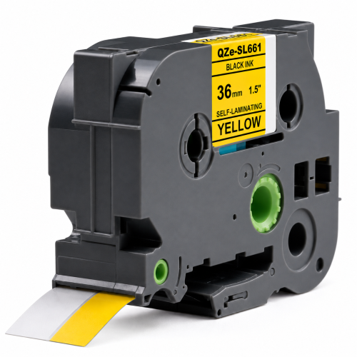 Ruban à lettres compatible Brother TZe-SL661, noir sur jaune, 36 mm