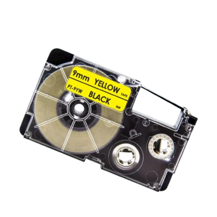 Ruban d'étiquettes compatible Casio XR-9YW, noir sur jaune, 9 mm