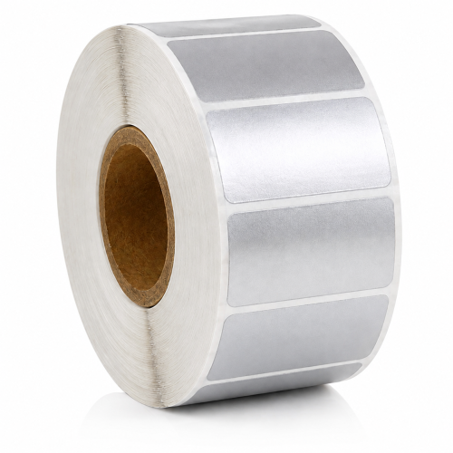 Étiquettes thermiques argentées, 51 x 25 mm, plastique, 2580 étiquettes, transfert thermique
