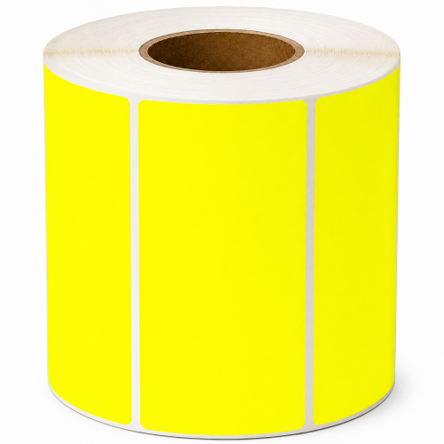 Étiquettes compatibles Zebra, 100 x 50 mm, 1 000 étiquettes, transfert thermique, jaune fluo